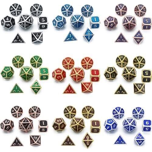 Metal dice set dnd rpg polyhedral solid dice table games Zinc alloy digital d&d dices 7pcs sets boardgame d4 d6 d8 d10 d12 d20