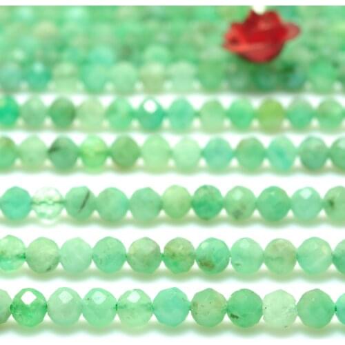Natural Green Emerald Faceted Round Loose Beads Wholesale Gemstone Semi Precious Stone Bracelet Necklace Diy Jewelry Making 15"