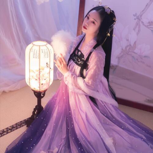 New Popular Hanfu Women Purple Fairy Dress Pearl Skirt Cosplay Costume Adult Festival Outfits Opera Stage Wear Hanfu BL1976