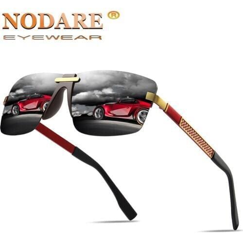 NODARE 2020 New Brand Polarized Sunglasses Square Metal Frame Male Sun Glasses Fashion Driving Fishing Eyewear Zonnebril Heren