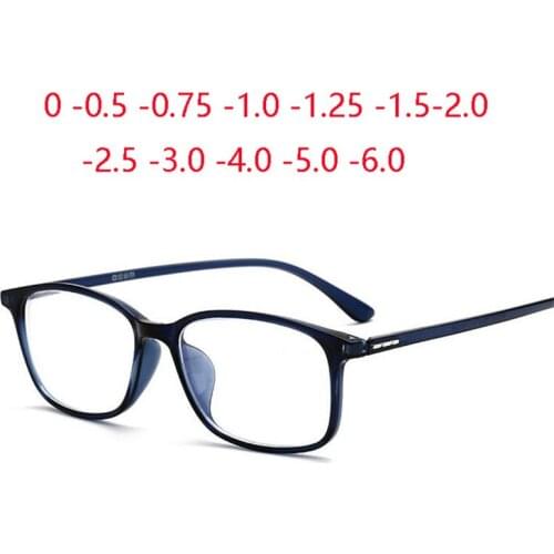 TR90 Anti Blue Rays Square Customized Prescription Spectacles Women Blue Frame Minus okulary korekcyjne 0 -0.5 -0.75 To -6.0