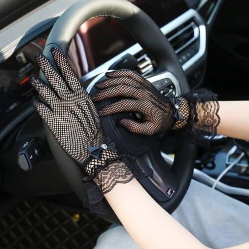 Summer Sexy Lace Flower Mesh Hollow Sunscreen Drive Cycling High Elasticity Etiquette Gloves Cosplay Party Accessories