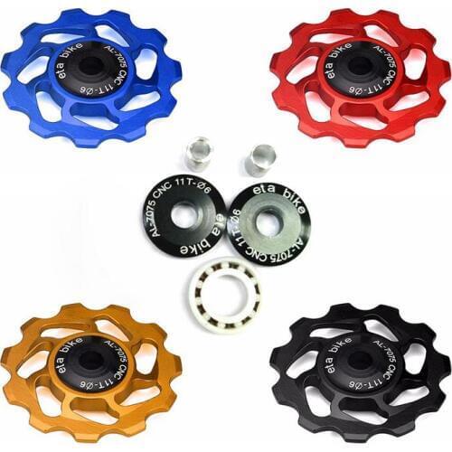 MTB Bicycle Derailleur Rear Jockey Wheel 11T Tooth Aluminum Alloy CNC Pulley Bearing Ceramic Material