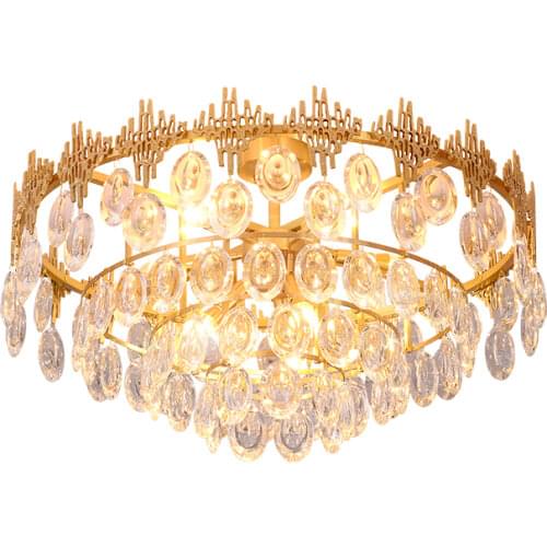 All copper light luxury crystal ceiling light retro luxury post-modern villa living room light bedroom vestibule porch crystal l