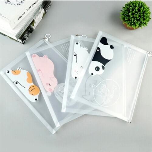 1pc A4 Transparent File Bag Pen Bag Kawaii Stationery File Folder Large Capacity Documents Bag Cosmetic Bag Desk Organizer Bag