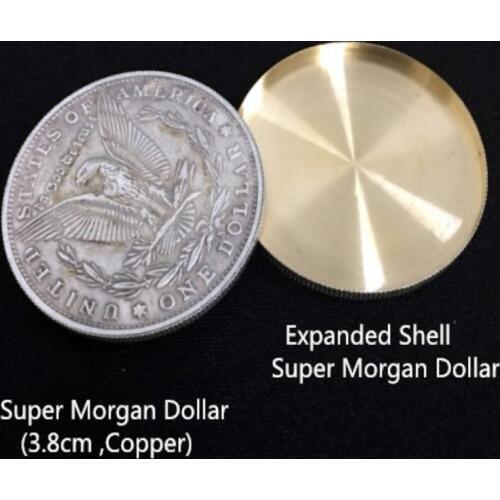 Expanded Shell + Copper Morgan Coin Magic Set Coin Appearing Tricks Coin Magic,Close Up Magic,Fun,Illusions,Gimmick Coins