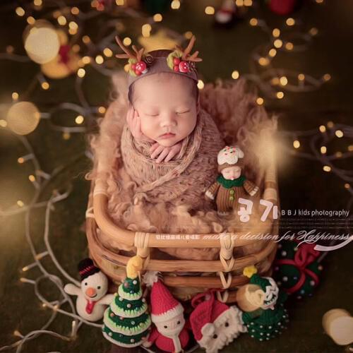 Newborn Photography Props Retro Woven Rattan Basket Baby Photo Shooting Props Container Frame Photo Studio (Only the Basket )