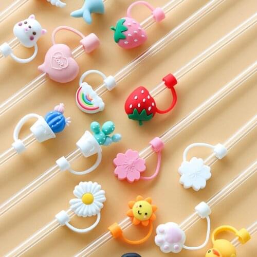 Silicone Material Universal Glass Straw Plug Universal Straw Universal Straw Dust Plug Accessories Cute Sakura Purple