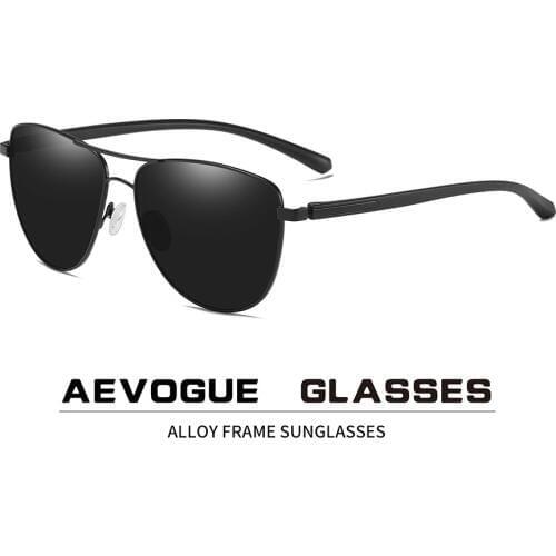 AEVOGUE New Sunglasses Men Pilot Two Beams Polarized Fashion Metal Frame Driving Outdoor Retro Unisex Sun Glasses UV400 AE0776
