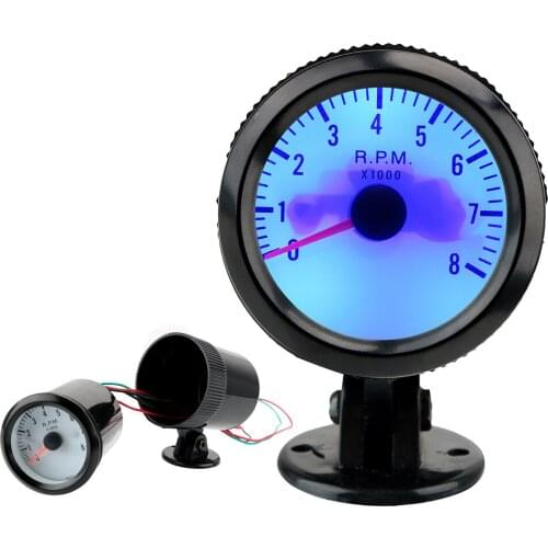 LEEPEE Universal Car Tachometer Tacho Tach Gauge Panel Pointer Meter Blue LED Display Auto Accessories Replacement 12V 0~8000RPM