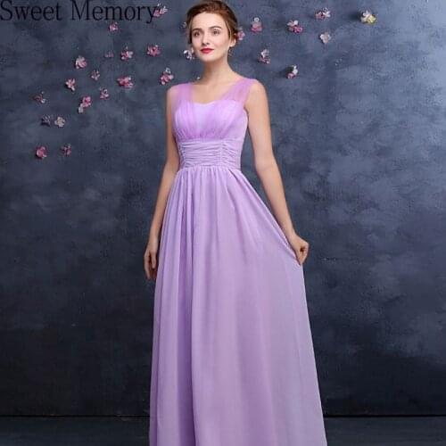 Sweet Memory Chiffon Mint Green Champagne Pink Royal Blue Lilac Bridesmaid Dresses Long Wedding Party Prom Gown
