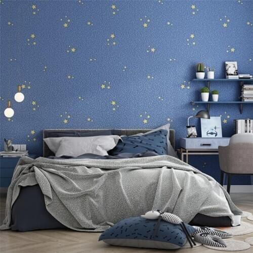 Wellyu Modern Environmental Non-woven Fabric Star Wallpaper Starry Childrens Room Boy Bedroom Girl Childrens Paradise фотообои
