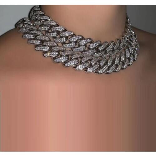 Women Hip Hop Iced Out Bling Pave Rhinstones Chain Necklace Fashion CZ Miami Cuban Chains Necklaces Hiphop for Unisex Jewelry