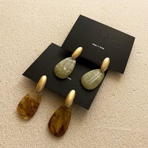 AOMU 2021 Korean Retro Transparent Resin Acrylic Geometric Minimalist Drop Earrings foe Women Fashion Party Jewelry Gifts