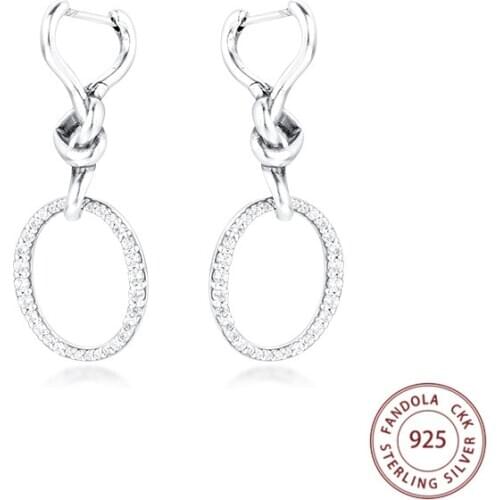 2020 New 925 Sterling Silver Knotted Heart Dangle Earrings For Women Wedding Earings Fashion Jewelry Pendientes Mujer Wholesale