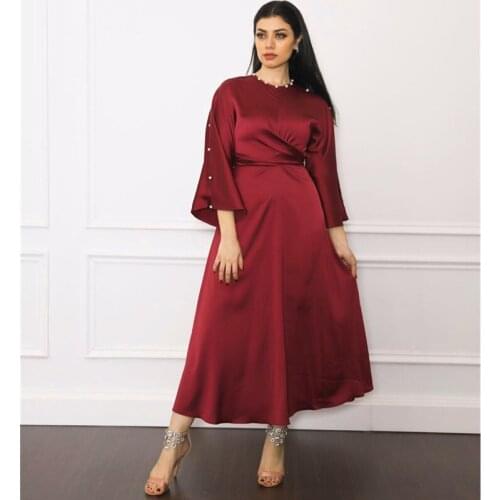 Kaftan Dubai Abaya Turkey Femme Arabic Hijab Muslim Fashion Robe Satin Dress African Dresses Abayas For Women Islamic Clothing