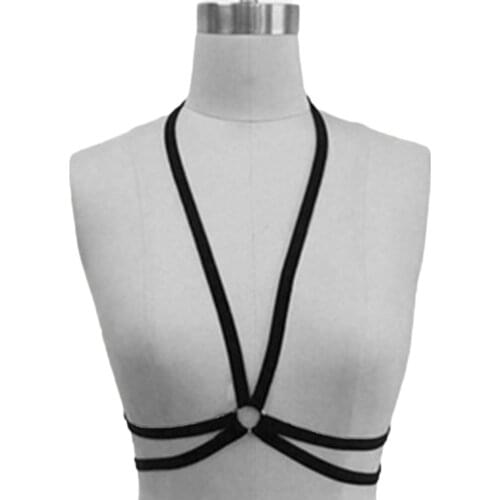 Wiring Harness Hollow Breast Exposing Halter Brassiere Straps Western Style Elastic Sexy Black Brassiere Straps