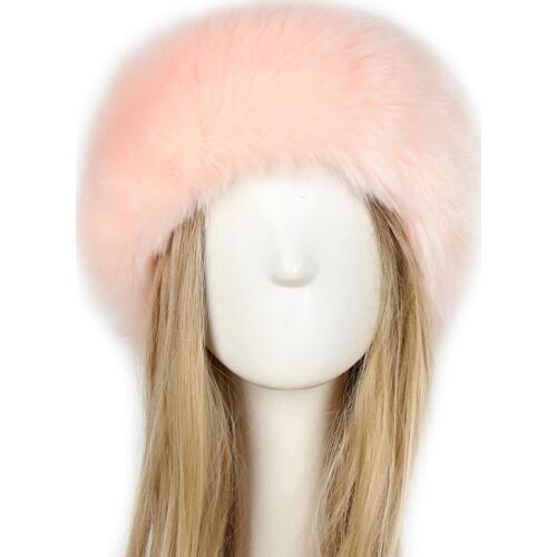 Winter Headband Men Women Hats Fox Fur Russian Furry Hairband Fluffy Bomber Berets Hats Earmuffs Elastic Turban Ski Cap
