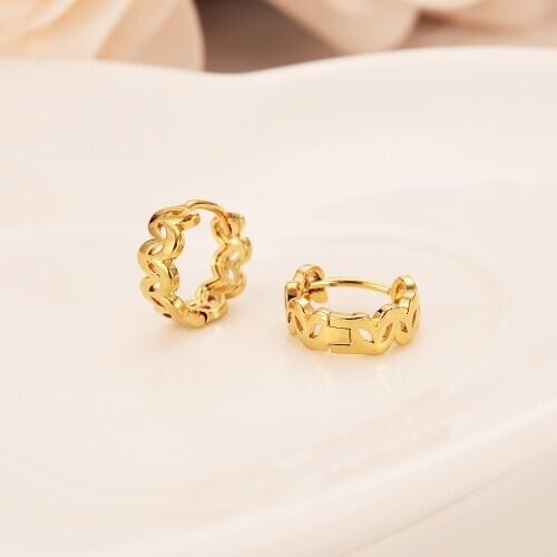Gold Earrings for Women/Girls Gold Color Arab Jewellery African hoop Earring Wedding cute kids charms party birthday Gifts
