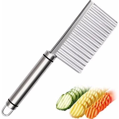1pcs Crinkle Cutter,Cutter Stainless Steel Potato Fries Cutter Wave Crinkle Cut Knife Carrot Slicer