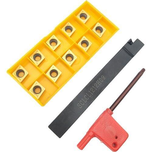 1PCS SCLCR1212H09 + 10PCS CCMT09T304 CNC Tool Blade SCLCL1212H09 Lathe Turning Tool Carbide Insert Tool Holder Blade set