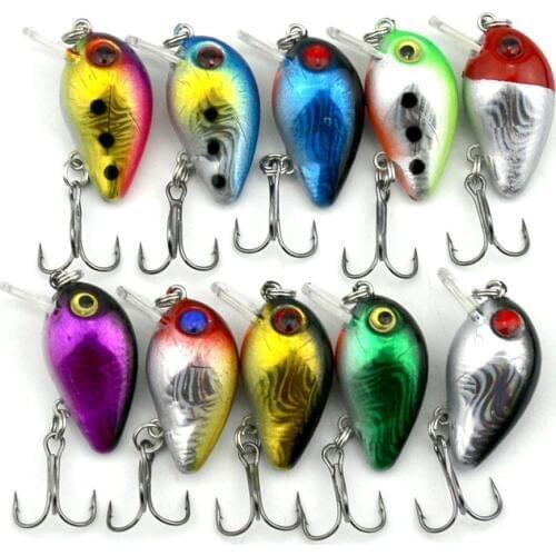100PCS Fishing Crankbait Lure 3CM 1.6G Pesca 3d Eye Fishing Lure Hard BaitS Fishing Wobblers 10# Hooks Fake Lures Fishing