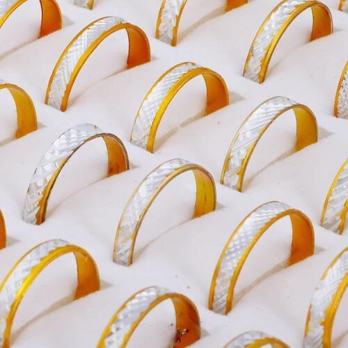 Mix 100Pcs Lot Fashion Gold Color Round Rings For Women Men Aluminum Rings Jewelry Accessories Wholesale