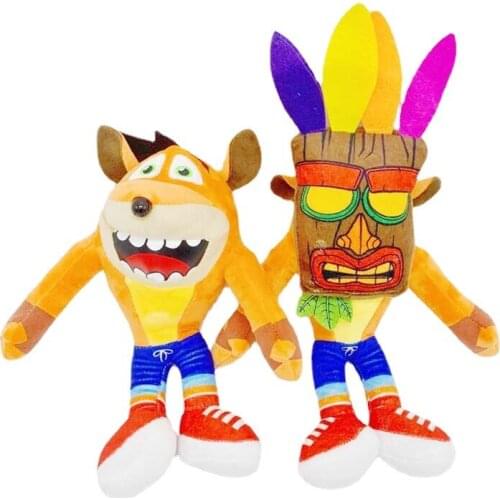 2Pcs/Set 26cm Cartoon Anime Crash Bandicoot Soft Plush Dolls Cute Aku Aku Crash Animal Stuffed Toys For Children Birthday Gifts