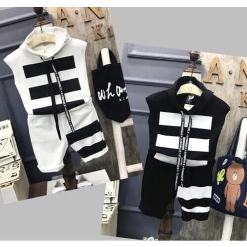 2020 Summer Baby Boy set Children White striped Letter Suit T-shirt + Short Boys Clothes set Kids Clothes sets 2-7