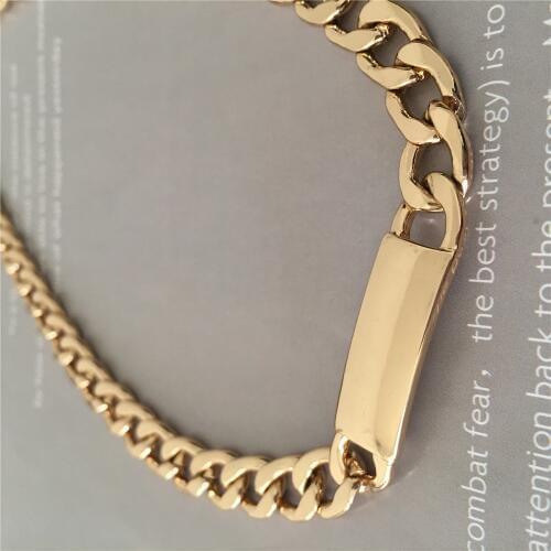 2020 New Trend Bohemia Gold Color Plating Flat Bar Chain Nekclace For Women Girl Chunky Feminist Jewelry High Quality