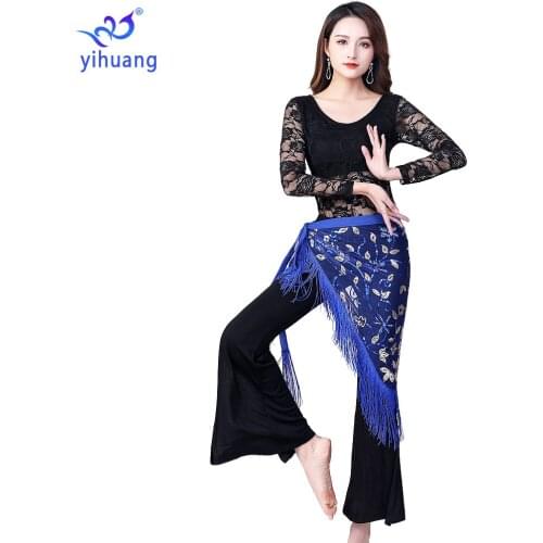 2021 New Women Belly Dance Costumes Belly Dancing Practice Set Sexy Performance Clothing 3pcs Top Pants Hip Scarf