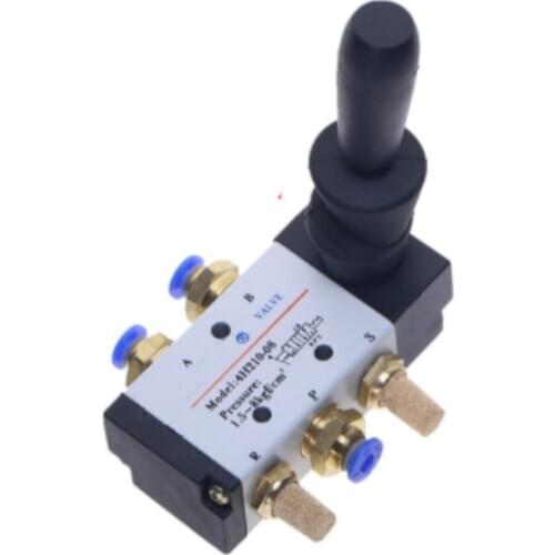 4H210-08 5 Port 2 Pos 1/4" PTHand Lever Operated Control Pneumatic Manual Valve w Muffler and Quick Fitting