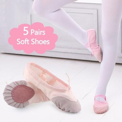 Ballet Shoes Kids Girls Gymnastics Shoes Ballerina Flat Shoes Women Flats Ballet Shoes for Dancing 5 Pairs