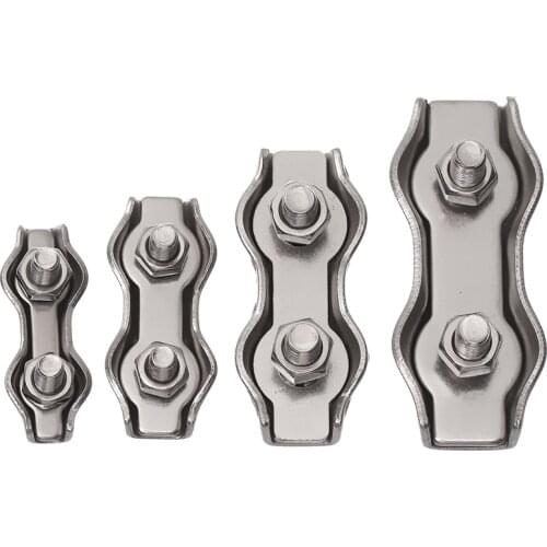 5Pcs M2-M5 Stainless Steel Simplex 1/2-Post Bolt Clip Wire Rope Cable Clamp Caliper Rope Simple Grip Fastener Fixing Tool 2021