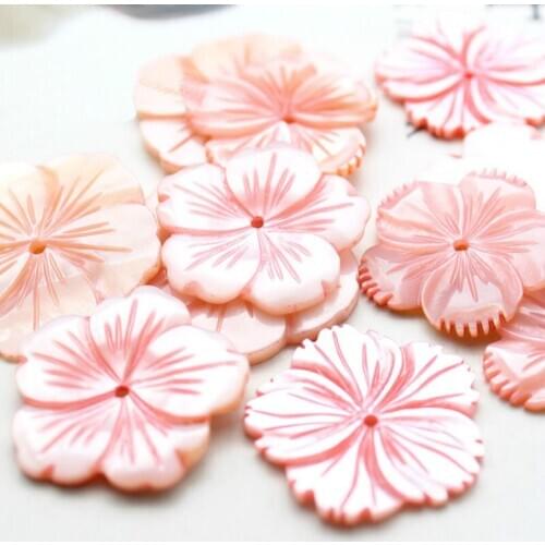 5pcs / bag natural shell dyed five petals purple gold flower beads jewelry making DIY earrings hairpin jewelry accessories