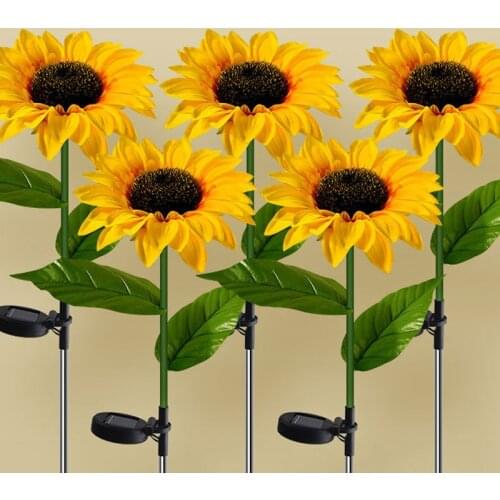 5 Packs LED Solar Sunflower Lamp Outdoor Waterproof Garden Solar Sunflower Lawn Lamp Solar Lights For Holiday Garden Decoration