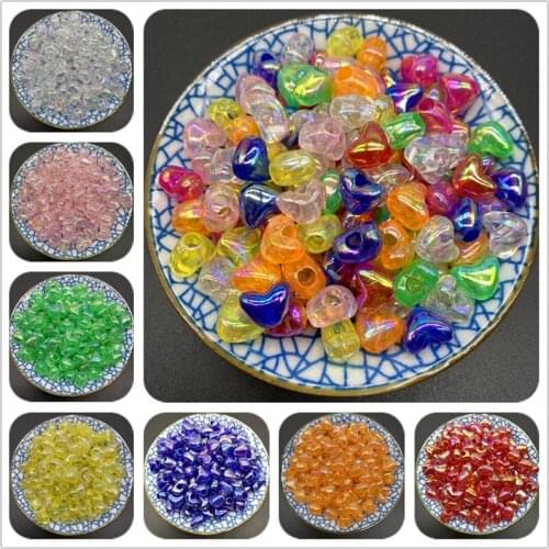 50pcs 10mm Plating Acrylic Beads Heart Shape Acrylic Spacer Beads For Jewelry Making DIY Charms Bracelets Necklac Accessories