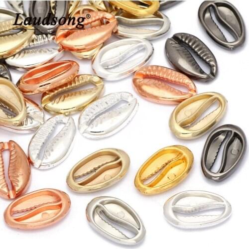 Fashion 12x19mm 50Pcs Acrylic Plated CCB Shell Shape Loose Beads For Jewelry Making DIY Bracelets Necklaces Earrings Accessories