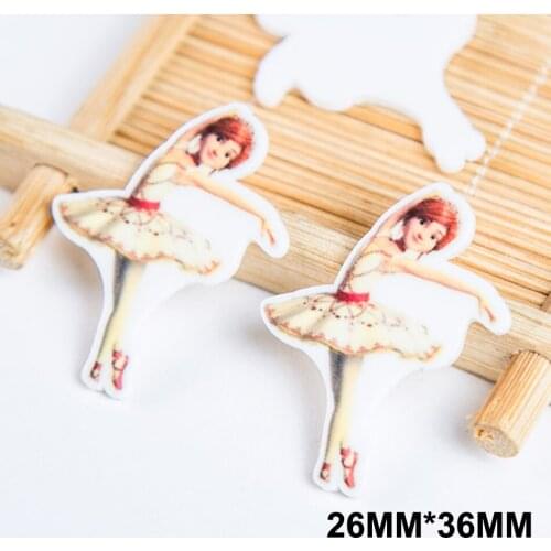 50pcs/lot 26*36MM Cartoon Ballet Girl Flat Back Resin Dancing Girl Planar Resins DIY Craft For Home Decoration Accessories FR-19