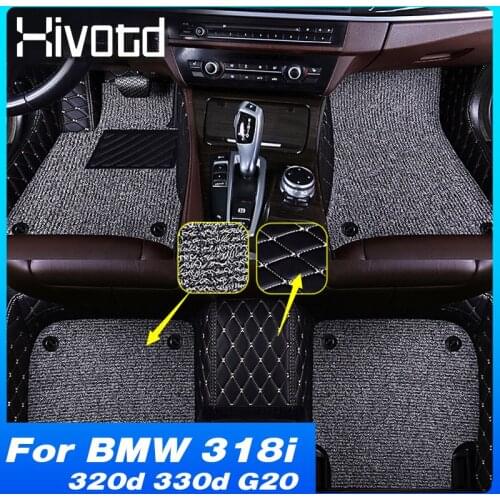 Hivotd Car Floor Mat PU Leather Pad Interior Accessories Car Styling Protection Carpet Rugs For BMW 318i 320d 330d G20 2020 2021