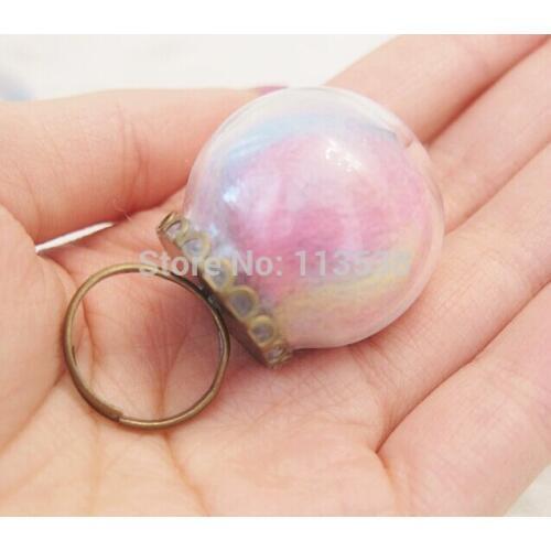 Free Ship! 10sets/lot 20* 12mm glass globe with antique bronze lace ring setting findings set glass bubble DIY vial pendant