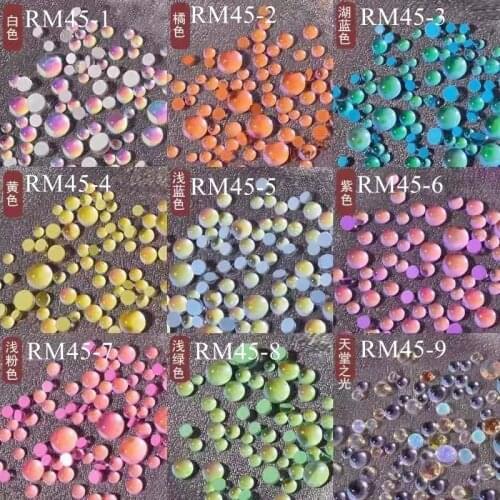 100pcs/Jar Nail Art Mix-Size Crystal Half Ball Shape Rhinestone Beads RM45