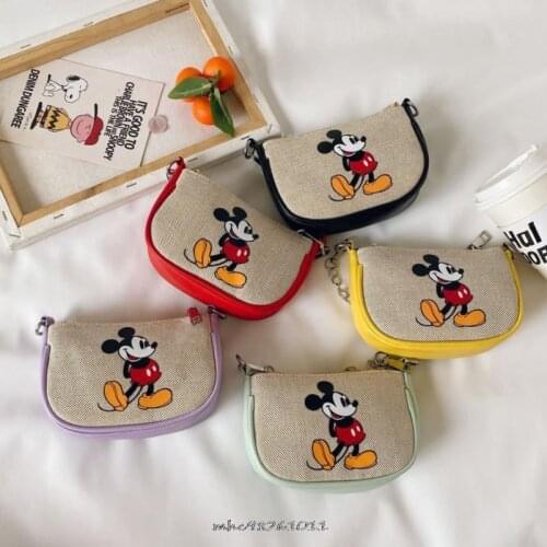 Disney Mickey Girls Messenger Bag Crossbody Shoulder Bag Cartoon Minnie Handbag Childrens Bag Mini Anime Baby Accessories Bag