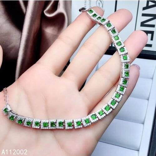 KJJEAXCMY fine jewelry natural Diopside 925 sterling silver new women gemstone hand bracelet support test exquisite