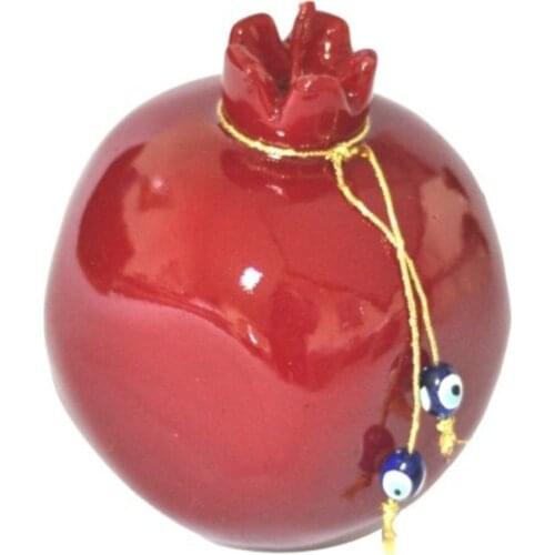 Red Pomegranate Decorative Candle with Evil Eye Beads 10 cm Turkish Nazar Amulet Talisman Boho Home Decor Protector Goodluck