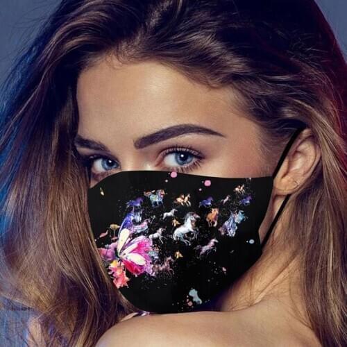 Unisex Adult Face Mask Wrap Butterfly Black Face Mouth Cover Breathable Washable Reusable mask for face Skin Care mondmasker