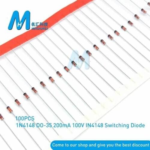 MING DONG SEN 100Pcs/lot 1N4148 DO-35 200mA 100V 1N4148 High-speed switching diodes