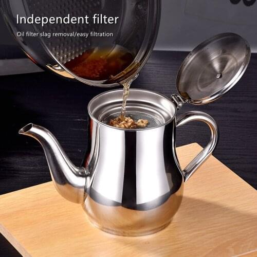 Stainless steel oil pot oil filter cup sauce dispenser filter mesh oil pot storage tank kitchen dining room cooking tools