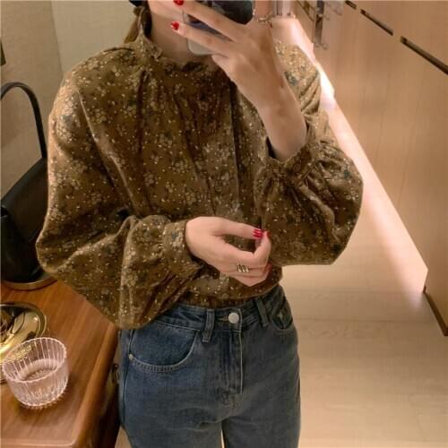 New Spring Vintage Print Shirt Female Oversize Tops Womens Long Sleeve Girls Blouse Summer Plus Size Women Blouses Femme Blusas