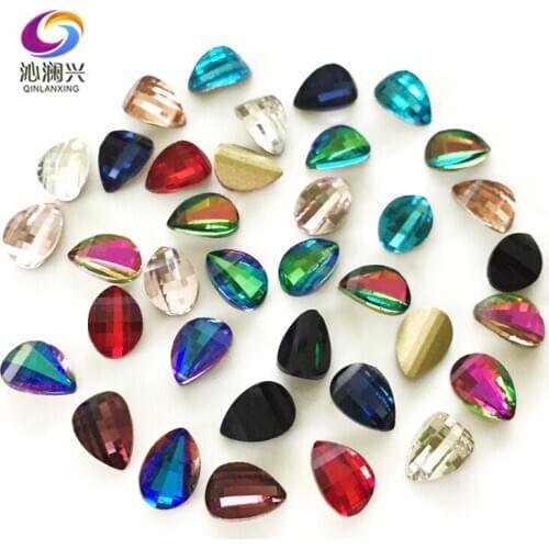 New product! 7x10mm 50pcs/bag Mix color petal shape glass crystal 3D Nail Art back Rhinestones diy jewelry accessories JDHB00